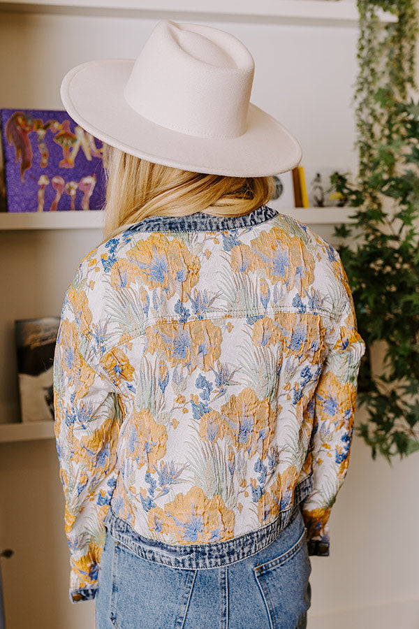 Premium Floral Jacquard Denim Jacket - Ultimate Fall Style