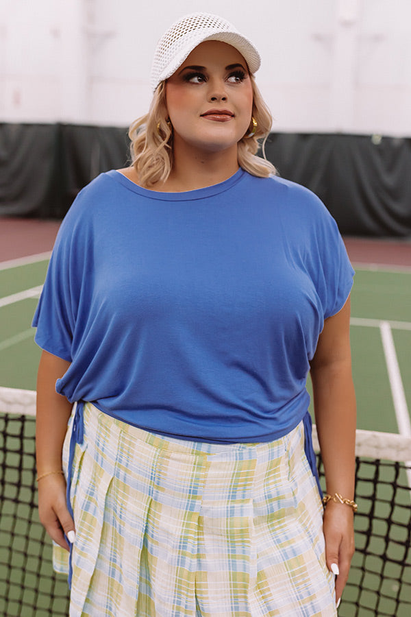 Premium Blue Ruched Side Tee - Ultimate Comfort for Curves