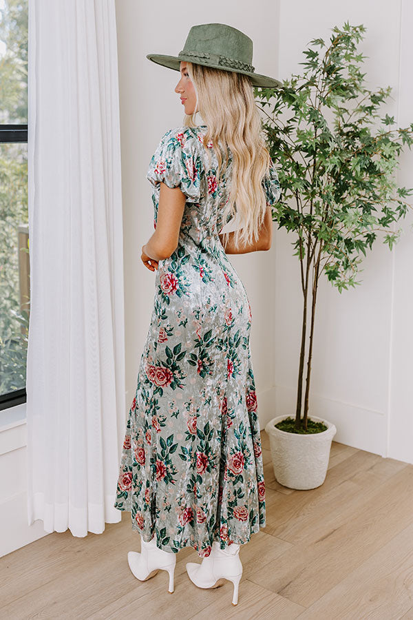 Premium Velvet Floral Maxi Dress - Ultimate Romantic Style