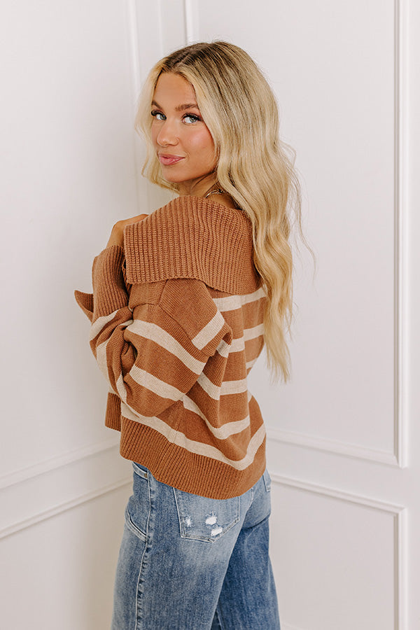 Ultimate Comfort: Iced Mocha Striped Oversized Sweater