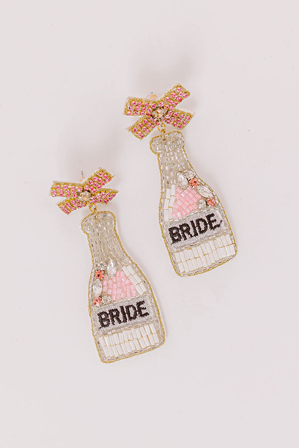 Premium Bride Toast Silver Earrings