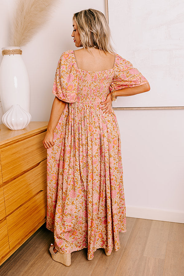 Premium Florence Stroll Maxi Dress - Boho Chic in Blush