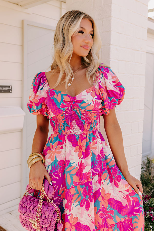 Premium On Tropic Time Maxi Dress - Hot Pink Tropical Escape