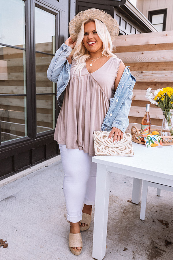 Premium Adley Babydoll Shift Tank in Mocha Curves - Ultimate Comfort for Plus Size