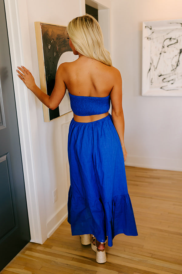 Ultimate Royal Blue Cut Out Midi Dress - Perfect for Sunny Days