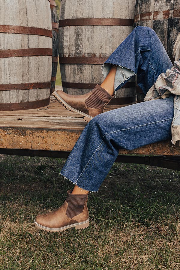 Premium Chestnut Faux Leather Bootie - Ultimate Comfort & Style