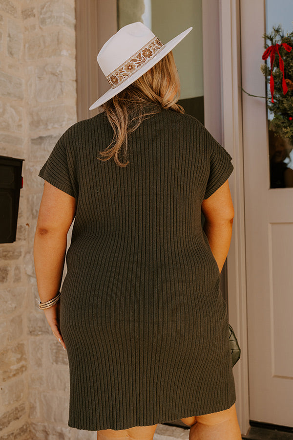 Premium Autumn Ribbed Sweater Dress - Ultimate Style in Forest Curves