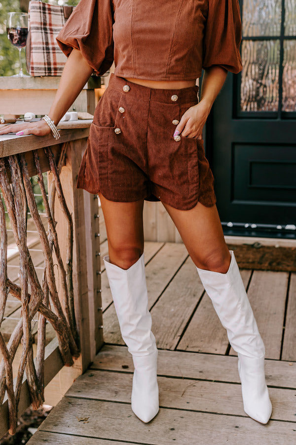 Premium High Waist Corduroy Shorts - The Maze Collection