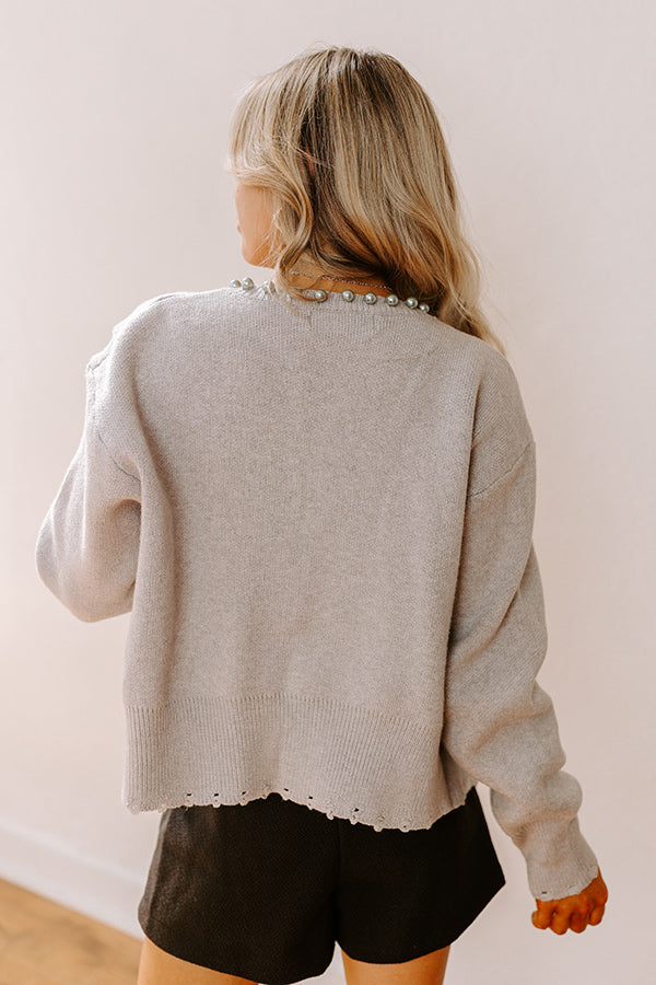 Ultimate Elegance: Premium Pearl-Embellished Grey Cardigan