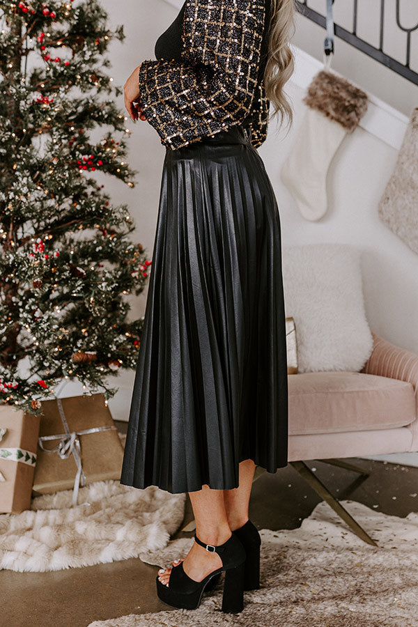 Ultimate Faux Leather Midi Skirt - One Way Ticket Collection