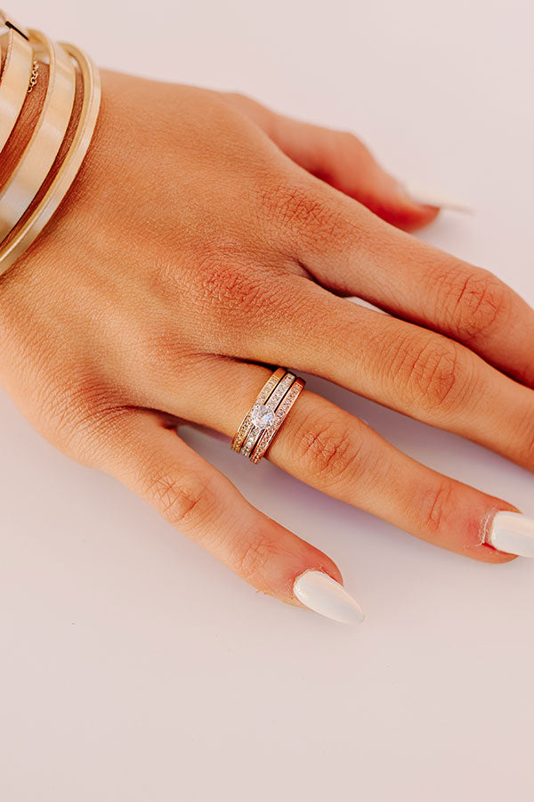 Ultimate Sparkle Avenue Tri-Color Ring Set
