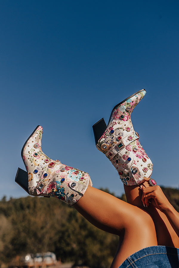 Ultimate Delilah Embellished Cowboy Boot - Premium Ivory Style