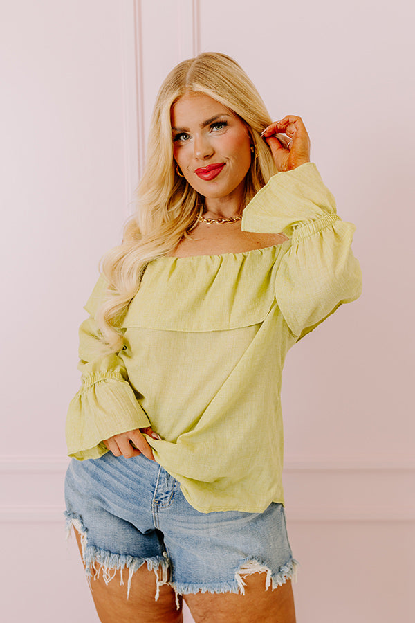 Ultimate Vacay Honey Off-Shoulder Shift Top in Lime Punch Curves