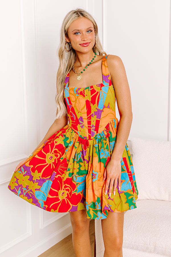 Ultimate Tropical Corset Mini Dress | Vibrant Floral Print