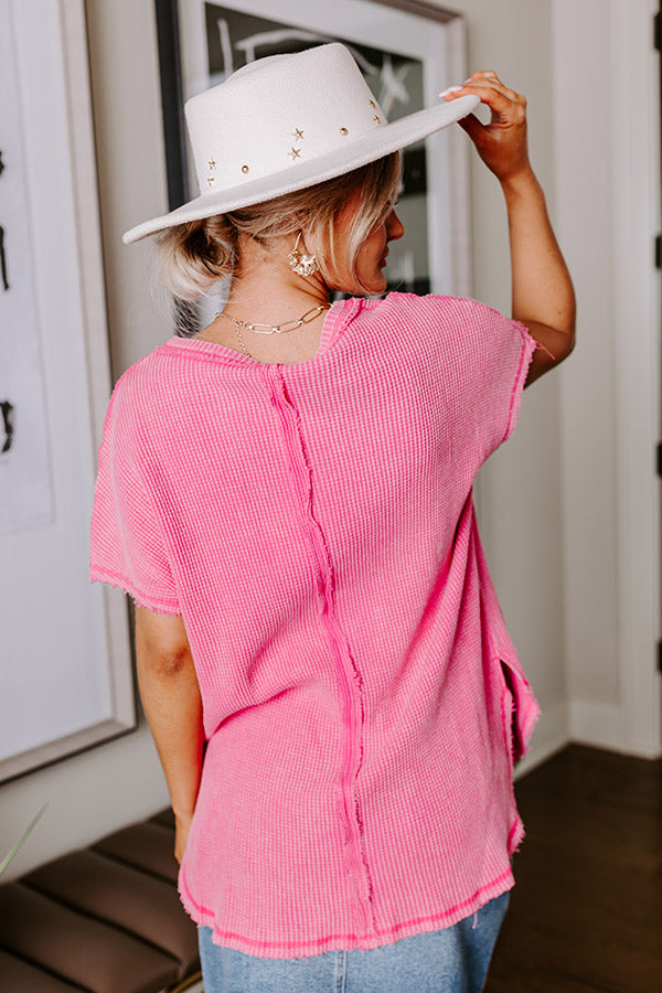 Ultimate Comfort Waffle Knit Top - Soft Pink