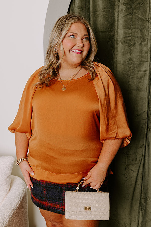 Premium Rust Curves Shift Top - Effortless Elegance