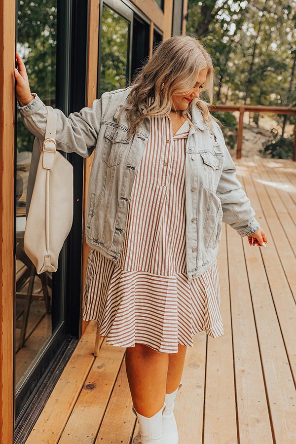 Premium Striped A-Line Mini Dress in Brown | Ultimate Style Upgrade