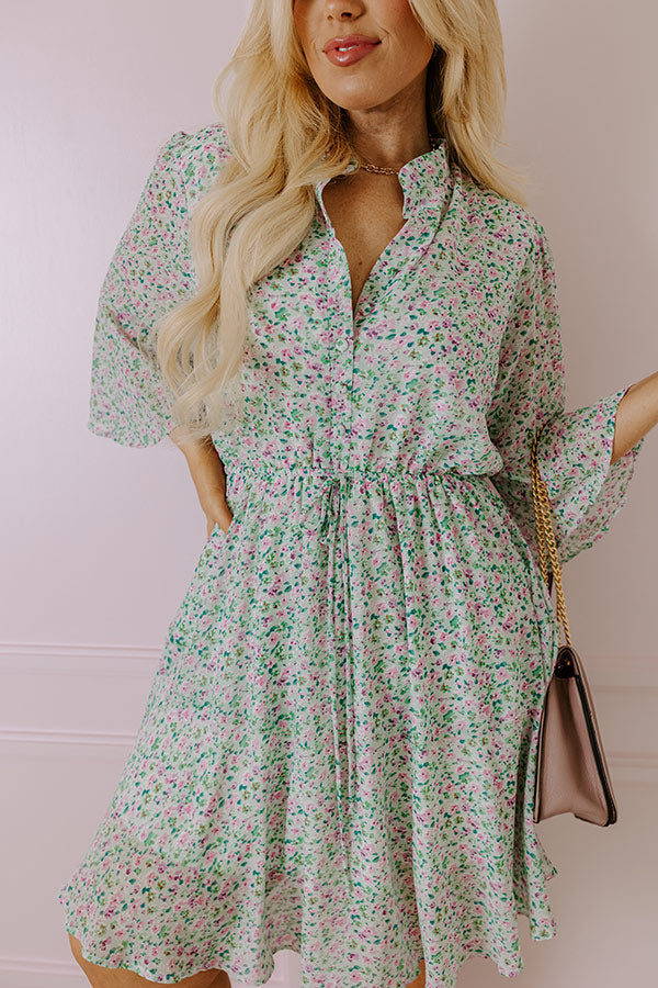 Premium Mint Curves Floral Dress – Ultimate Style & Comfort