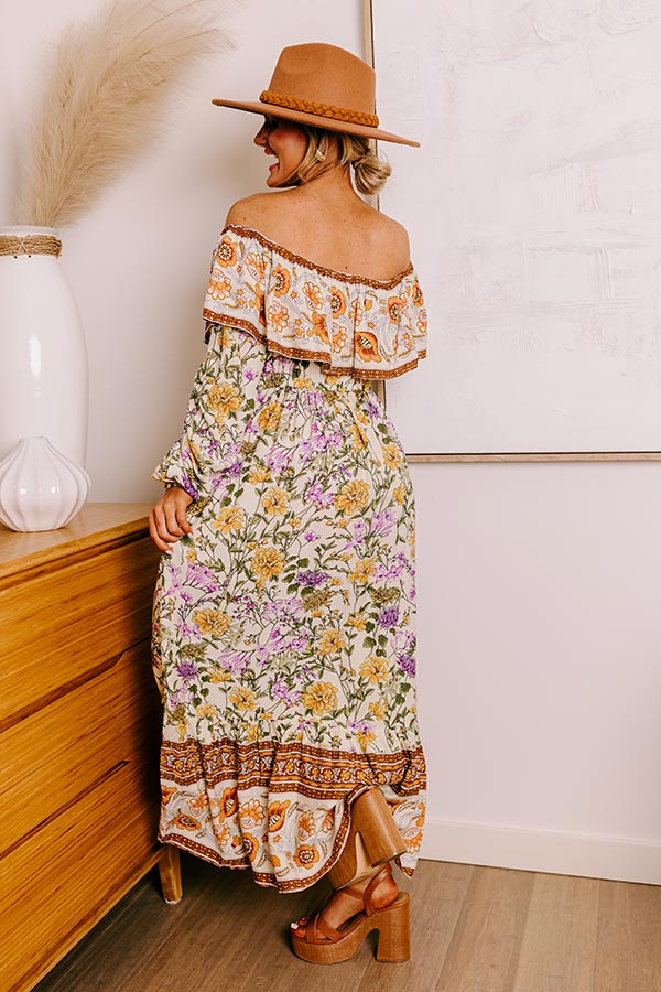 Ultimate Blooming Meadow Floral Maxi Dress in Cream