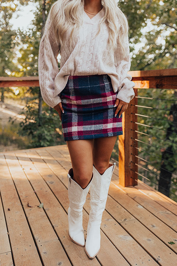 Premium Hadley High Waist Plaid Skirt in Navy - Ultimate Style Upgrade