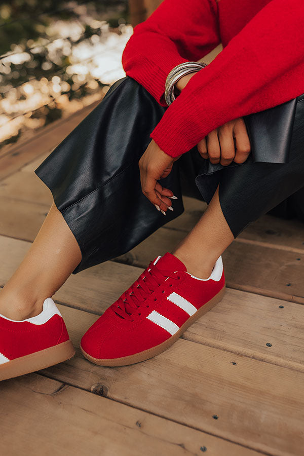 Premium Sutton Faux Suede Sneakers in Bold Red - Ultimate Comfort & Style