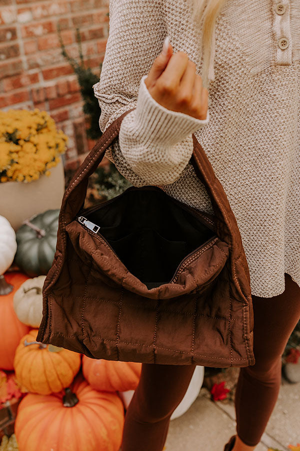 Premium Quilted Leather Purse in Elegant Brown