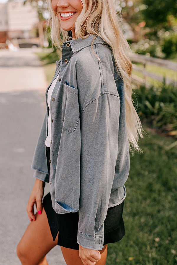 Premium Casual Chambray Button-Up Shirt in Charcoal - Ultimate Style Upgrade