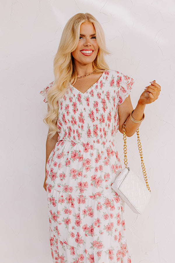 Premium Romantic Smocked Midi Dress - Promise Me Dear