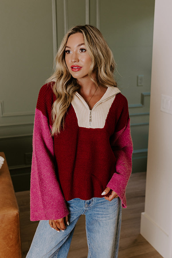 Premium Color Block Sweater - Cafe Patio Collection