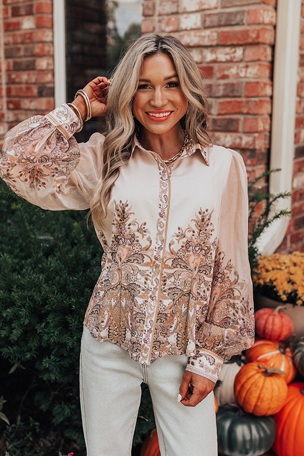 Premium Romantic Floral Button-Up Top