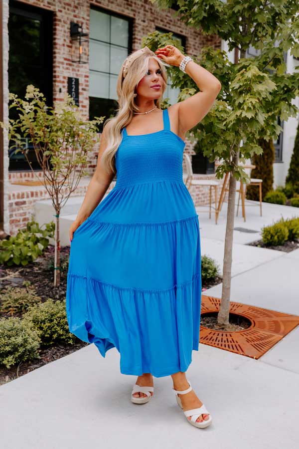 Ultimate Ocean Blue Midi Dress – Effortless Elegance