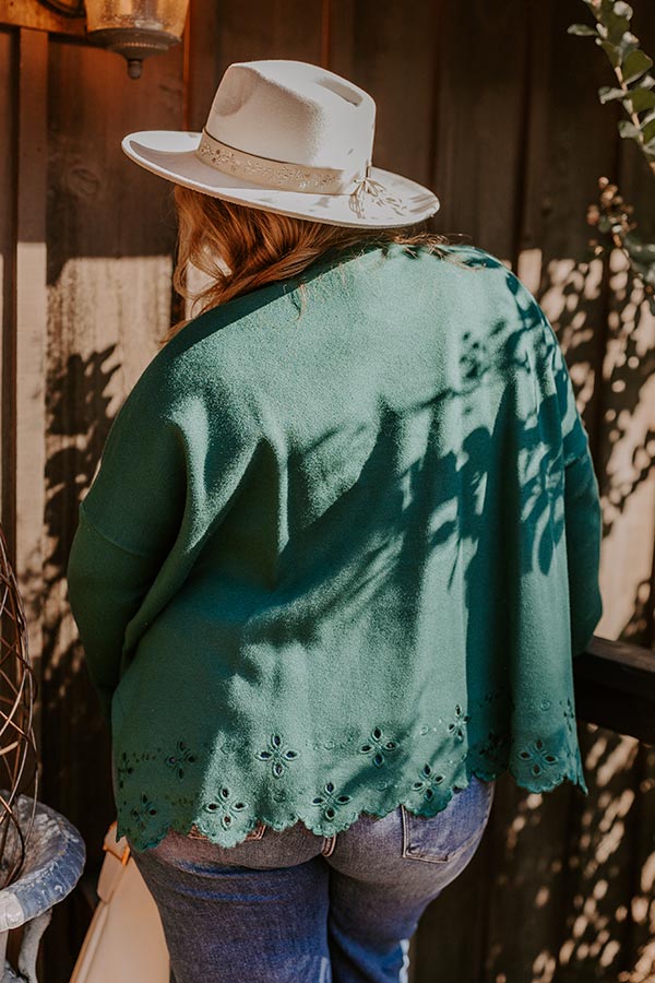 Premium Kind Glance Eyelet Sweater - Hunter Green Curves | Ultimate Cozy-Chic Style