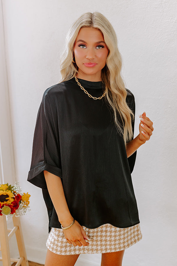 Premium City Lights Satin Top - Ultimate Chic Black