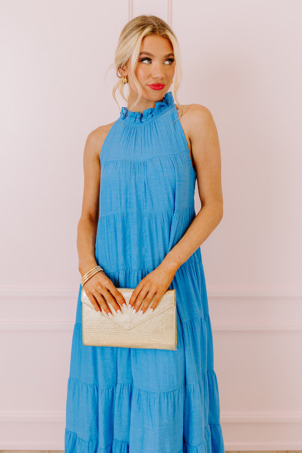 Ultimate Hibiscus Kisses Midi Dress - Ocean Blue