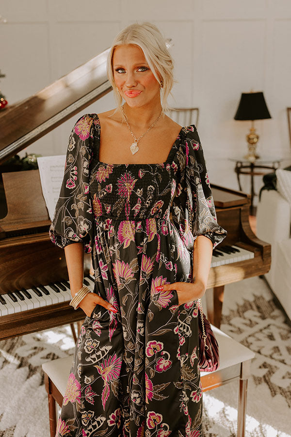 Ultimate Autumn Encounters Satin Floral Maxi Dress