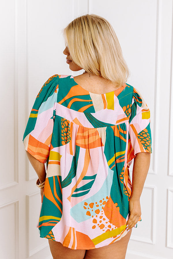 Premium Tropical Vibes Shift Top - Green Curves Edition