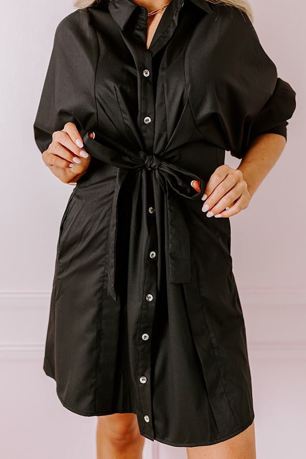 Ultimate Mykonos Stroll Button Down Mini Dress - Black