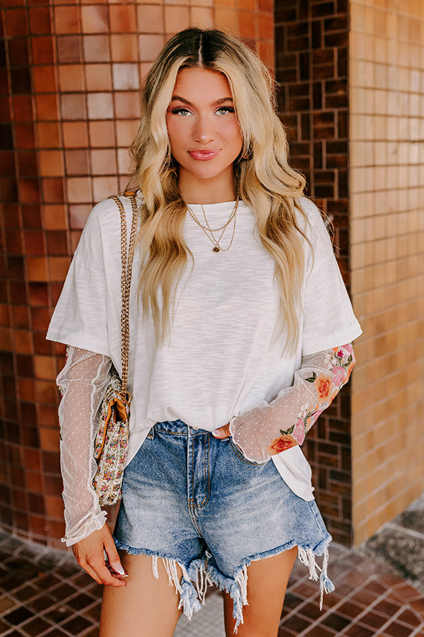 Premium Casual Twist Embroidered Tee - Ultimate Comfort in White