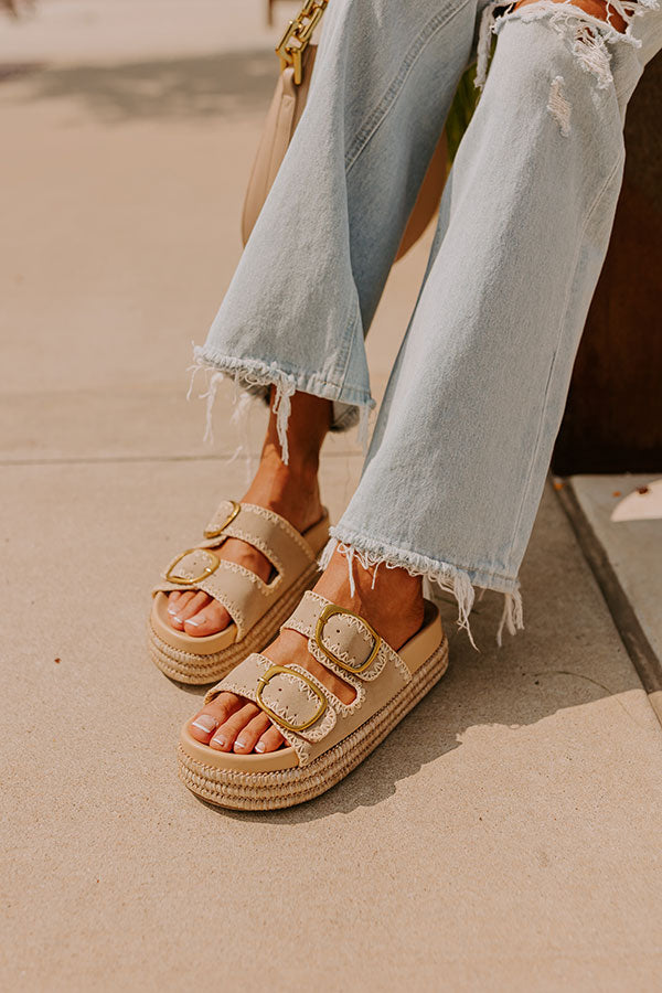 Ultimate Comfort: Livy Faux Nubuck Platform Sandal in Taupe