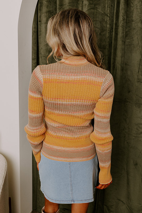 Premium Vermont Views Ribbed Knit Sweater in Honey
