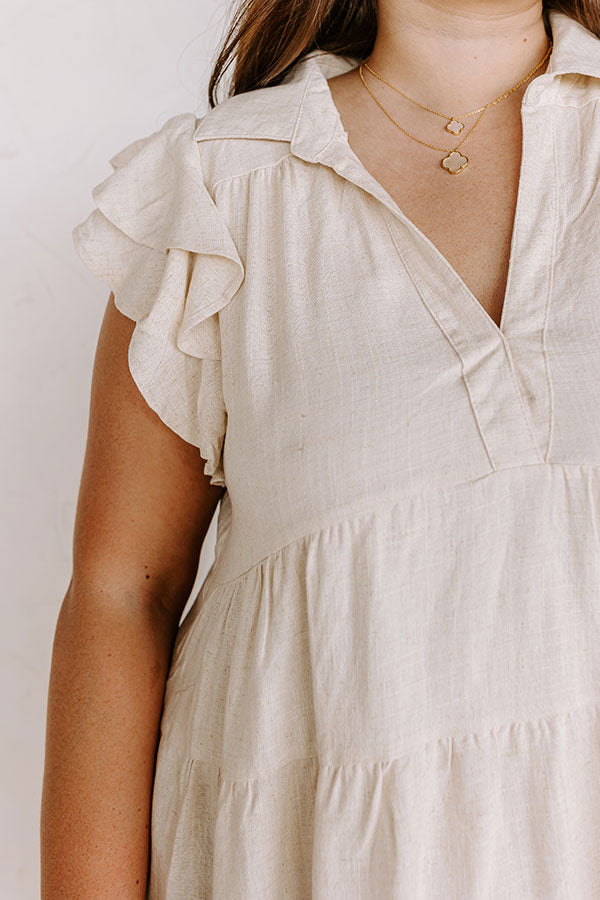 Ultimate Linen-Blend Babydoll Dress - Stone Curves