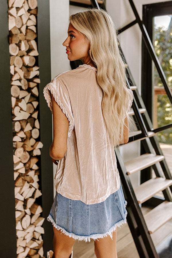 Premium Velvet Glam Top - Champagne Luxe