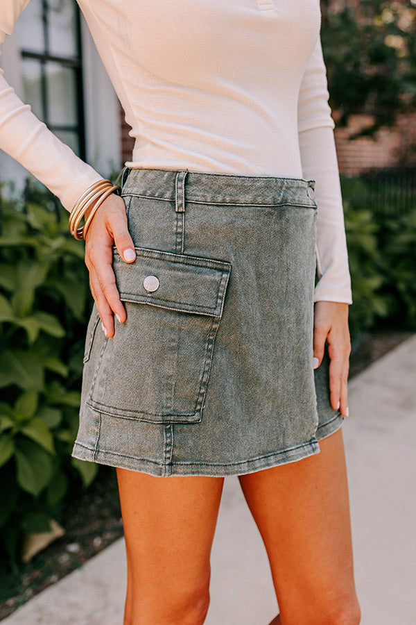 Premium Sage Denim Skort - Ultimate Style & Comfort