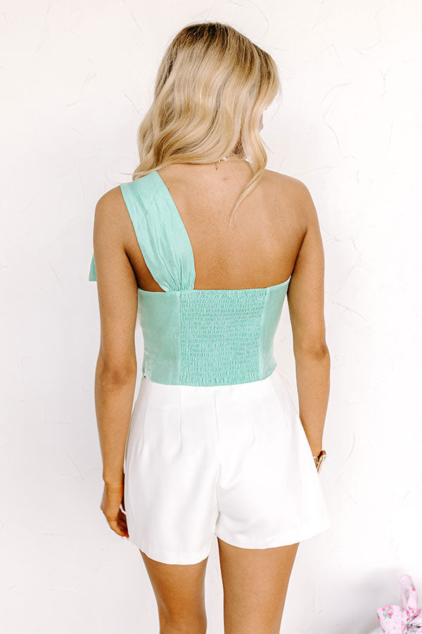 Premium Viva La Travel One Shoulder Mint Top - Ultimate Style Upgrade