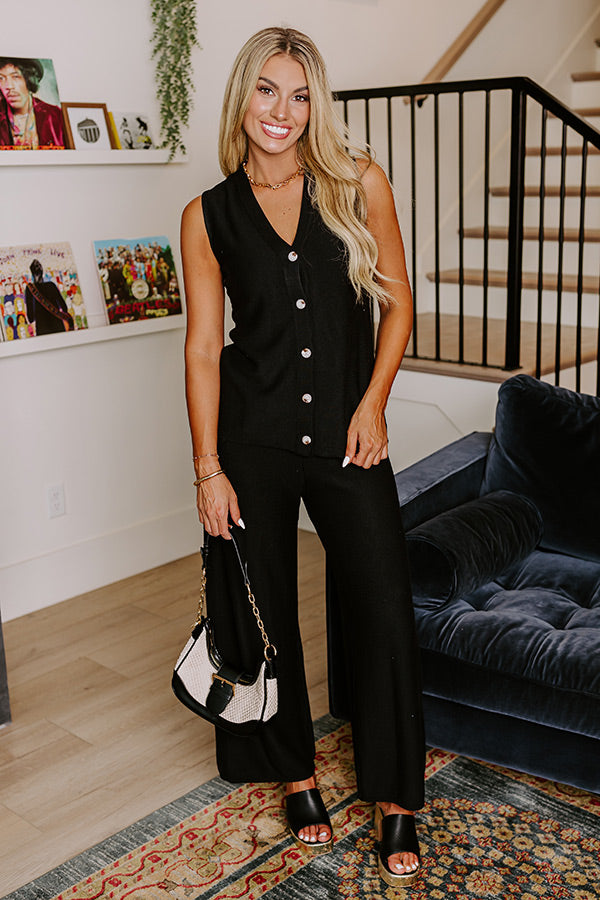 Premium Uptown Brunch Knit Vest Top - Ultimate Black Staple