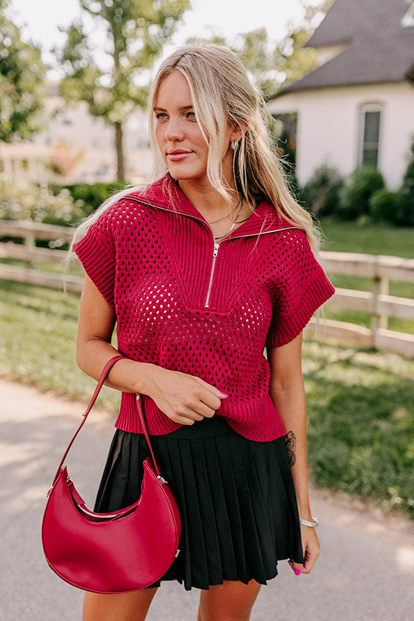 Premium Cozy Lifestyle Knit Top - Red