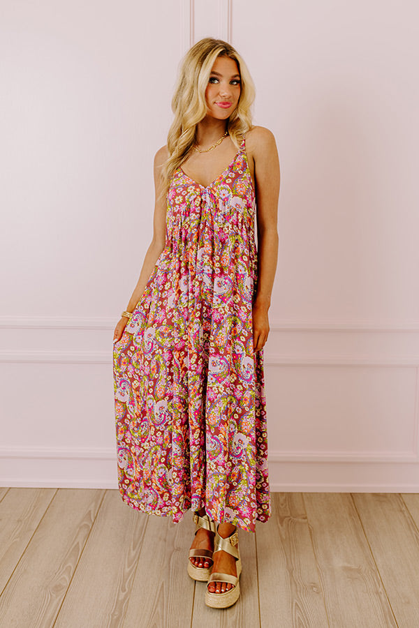 Premium Floral Maxi Dress - Purple Elegance