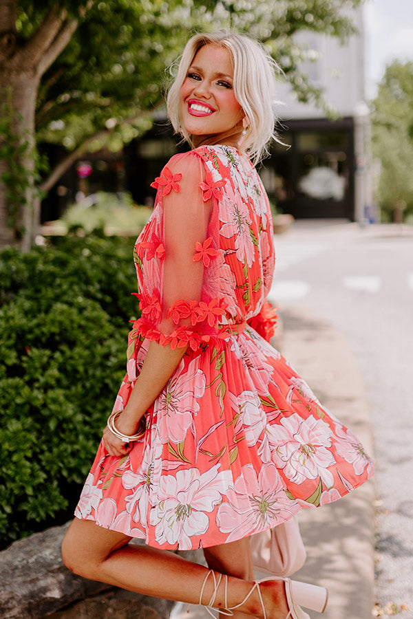 Ultimate Enchanted Pleated Dress - Coral Elegance