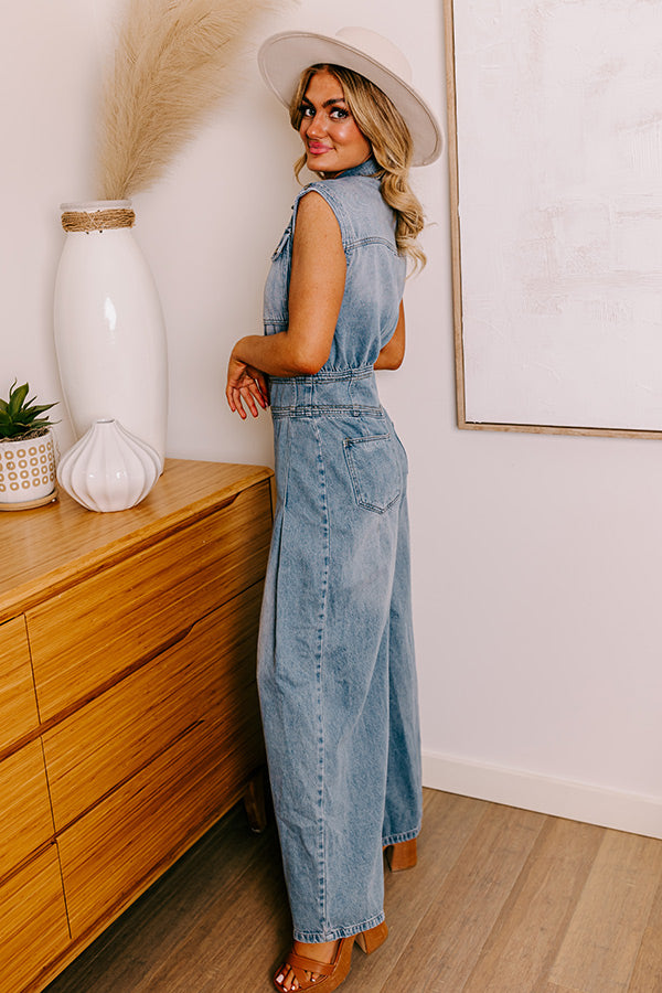 Premium Central Park Denim Jumpsuit - Ultimate Wide-Leg Style