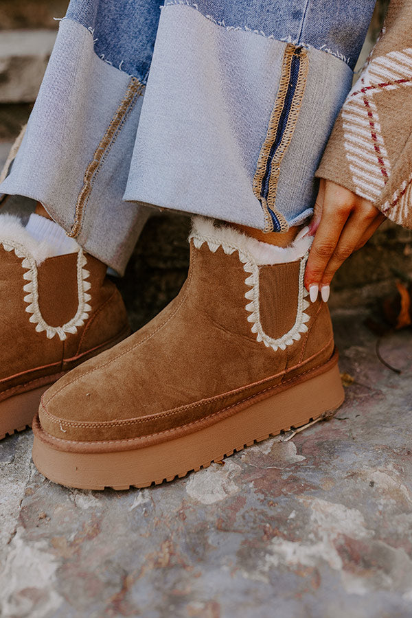 Premium Phoebe Faux Suede Platform Bootie - Ultimate Comfort in Tan